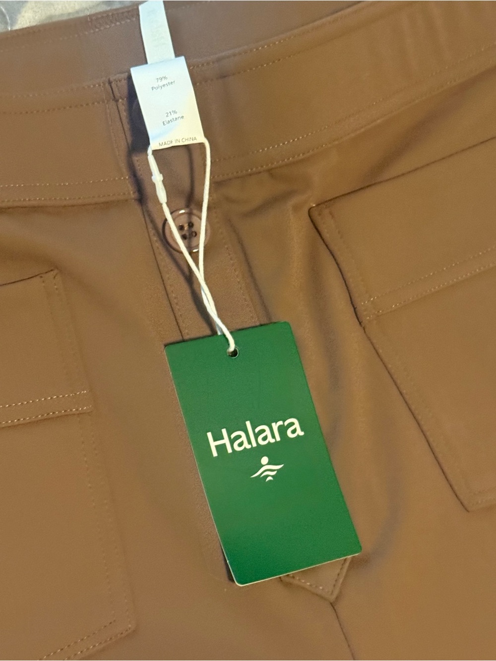 HALARA Day Stretch High-Waist Wide Leg Casual Pants with Button Front in Brown - Picture 3 of 3